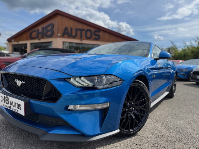 Ford mustang v8 5.0 fastback phase 2 450 ch din bleu velocity * disponible et visible sur notre parc* 44900 eur